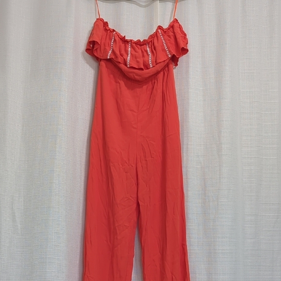 Red Ruffled Jumpsuit - Picture 6 of 16